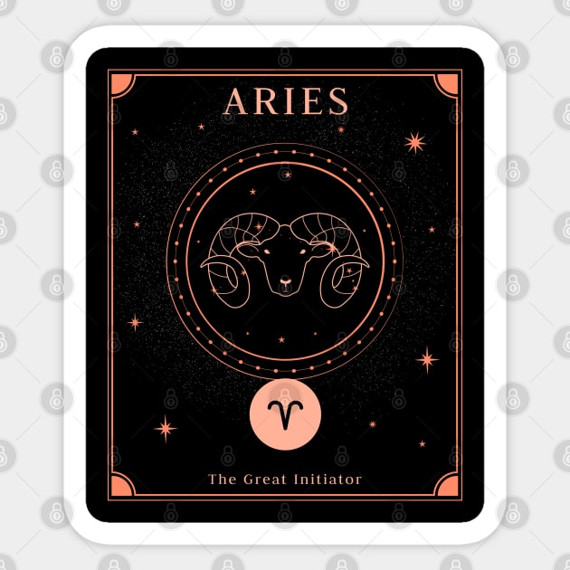 Aries Zodiac Horoscope Sign Astrology Tarot Cosmos Sticker by Sassee Designs